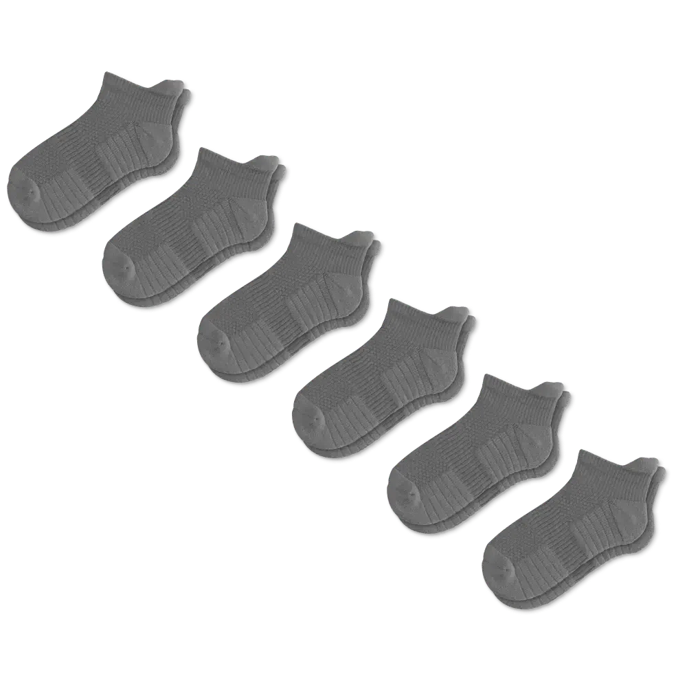 Gray Ankle Compression Socks Bundle 6-Pack