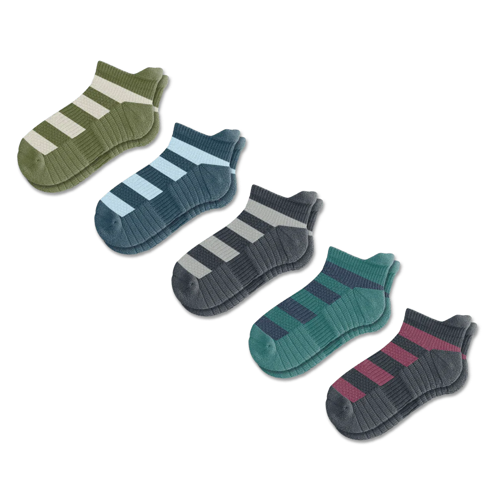 Striped Ankle Compression Socks 5-Pack Bundle
