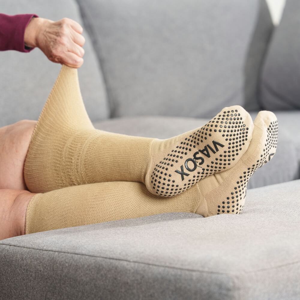 Tan EasyStretch™ Gripper Socks - Image 5