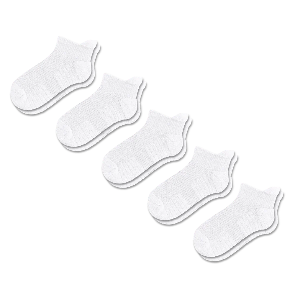 White Ankle Compression Socks 5-Pack Bundle